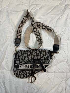 Christian Dior Oblique Saddle Bag with Embroidered Logo Strap 1:1